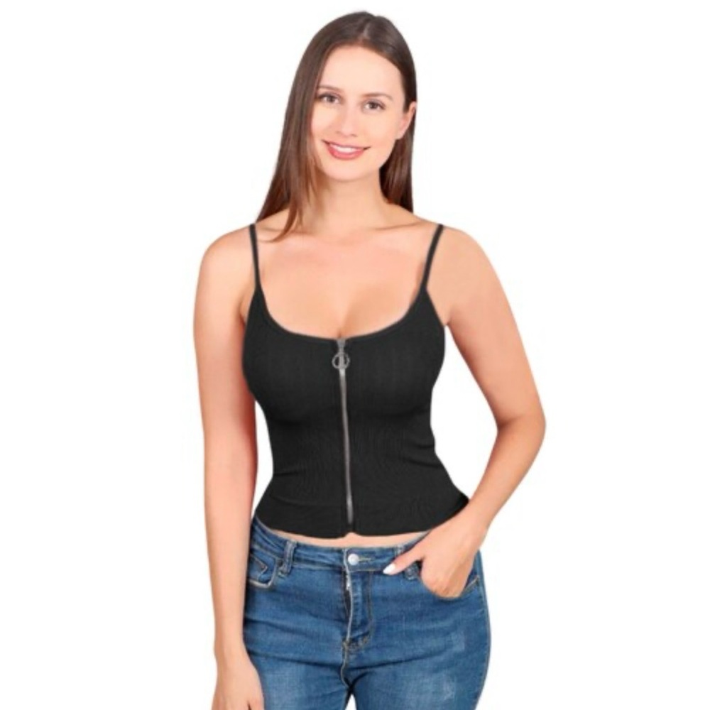 Guess Black Zipper Front Women's Top